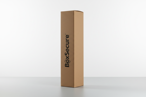 картонена опаковачна кутия за вино за 1 бройка тоест тясна и продълговата на която да пише BoxSecure